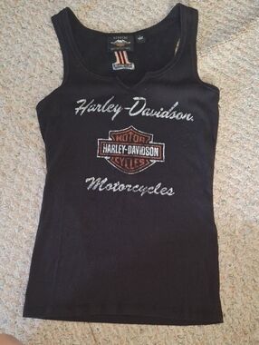 Harley-Davidson Black Tank Top with Orange Logo